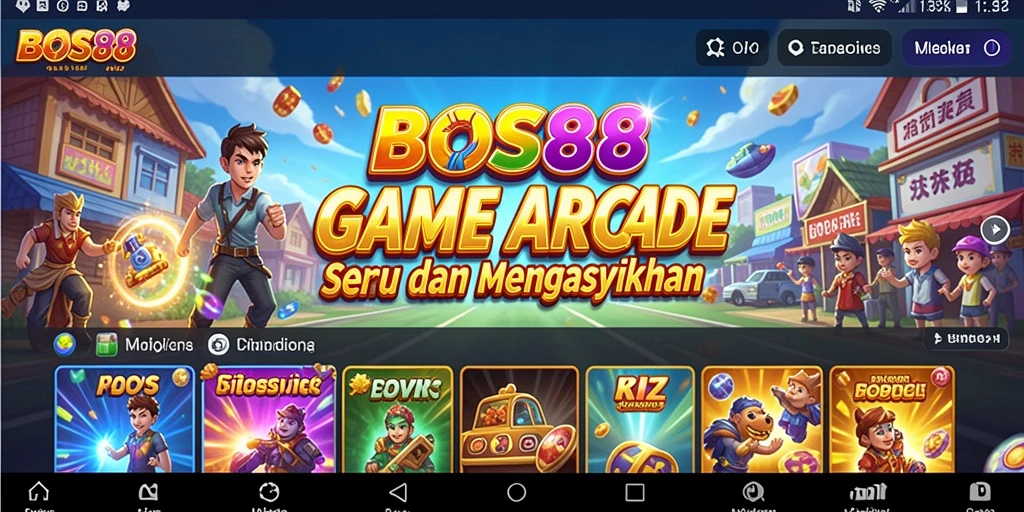 Tangkapan layar BOS88 menampilkan aksi seru dalam permainan arcade.