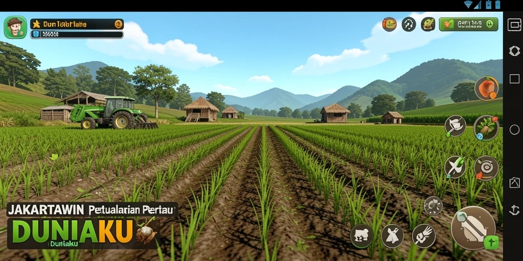 Tampilan menarik gameplay <strong>JAKARTAWIN</strong> saat bertani dengan tanaman hijau subur.