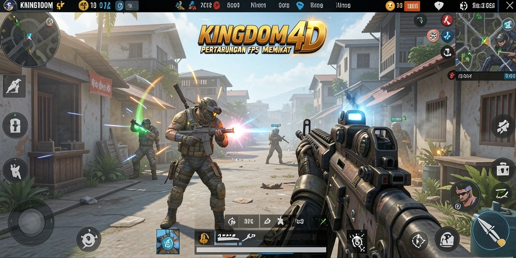 Tampilan menegangkan dari gameplay FPS di KINGDOM4D.