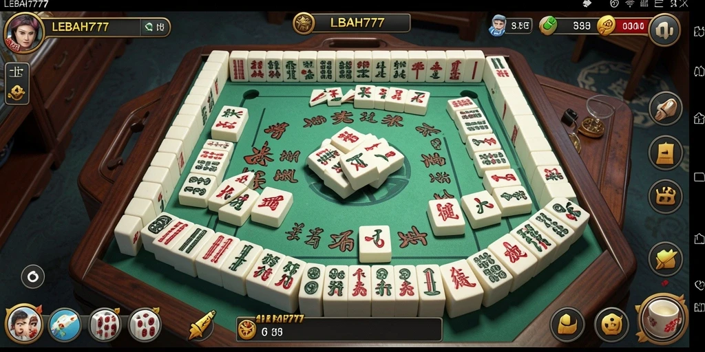 Tampilan gameplay LEBAH777 yang menarik dengan desain ubin Mahjong.